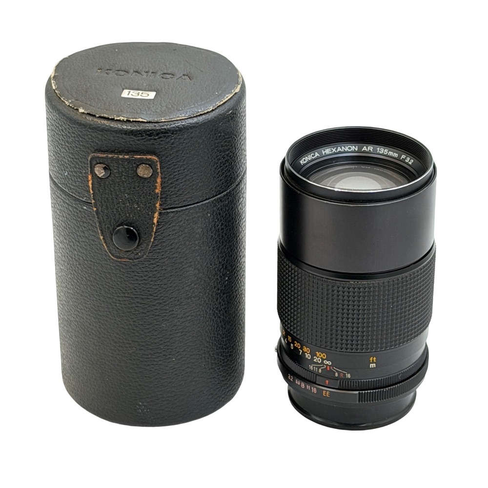 Konica Hexanon AR 135mm f3.2 Telephoto Prime Lens with Case Japan 7384263